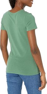 Approvisionnement d'usine de haute qualité T-shirt pour femmes couleur unie col en V couleur unie à manches courtes T-shirt pour femmes en gros - Product Image 3