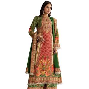 Kurta imprimé en mousseline de coton multicolore avec une coupe en ligne et un palazzo imprimé vente en gros de vêtements ethniques pour femmes fournisseur d'usine OEM - Product Image 4