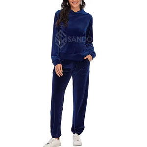 Fabricant OEM Survêtement tendance en velours pour femmes Survêtement en velours de couleur unie pour femmes Vêtements décontractés Survêtement en velours pour femmes - Product Image 1