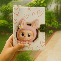 Jurnal Kulit Cetak Boneka Hati Pink Lucu, Notebook Estetik Trendi Ukuran 7x5, Kunci Tipe C, Tersedia Custom, Hadiah Hari Ibu