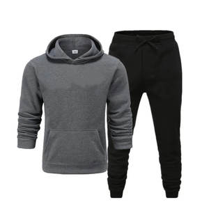 Survêtement athlétique à capuche 2 pièces pour hommes ensemble de survêtements de sport décontractés avec logo à l'avant pour la saison d'automne - Product Image 3