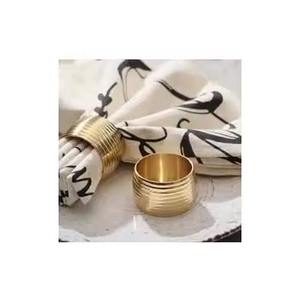 Anneaux de serviette en métal rond, design tricoté poli or - Product Image 6