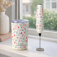 Ensemble de tasses à café en céramique florales avec mousseur à lait électrique, coffret cadeau pour la maison, le bureau, vente en gros