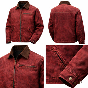 <b>Men's</b> <b>Jacket</b> Woekwear Detroit <b>Jacket</b> 14 Oz Washed Canvas Workwear <b>Jacket</b> Corduroy Collar Casual <b>Jacket</b> <b>Trucker</b> And Carpenter - Product Image 6