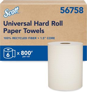กระดาษเช็ดมือแบบม้วน Scott Universal 8 นิ้ว 1 ชั้น ผลิตจากกระดาษคราฟท์ธรรมชาติ รีไซเคิล 100% ความยาว 800 ฟุต/ม้วน - 6 ม้วน/กล่อง (56758) - Product Image 4