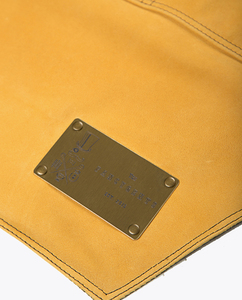 premium leather apron with fabric pocket & chain <b>accessories</b> yellow <b>mustard</b> leather apron custom use restaurant staff apron - Product Image 6