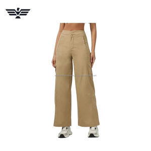 Pantalon coupe large en molleton coupe-vent pour femme, taille mi-haute, qualité supérieure |   Pantalon à coupe classique avec cordon de serrage |   Style décontracté hivernal délavé - Product Image 3