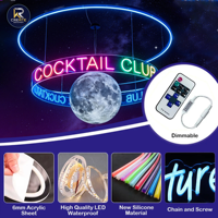 Enseigne néon LED personnalisable, lampe néon DIY avec logo et plaque arrière en acrylique pour bar, magasin, décoration intérieure, design personnalisé