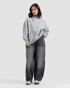 Custom Print Logo Womens Distress Acid <b>Washed</b> Shirts Sized Oversized Heavyweight Drop Shoulder Long Sleeve Sweatshirts Women - Product Image 6