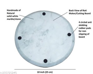 Plaque à découper circulaire en marbre blanc Surface de coupe en pierre de qualité supérieure pour la cuisine, le service et le plateau d'affichage des aliments - Product Image 5