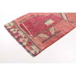 Alfombra Turca 2.9x10.3 pies (89x313 cm), Alfombra Vintage con Plantas y Árboles Rojos - Product Image 2