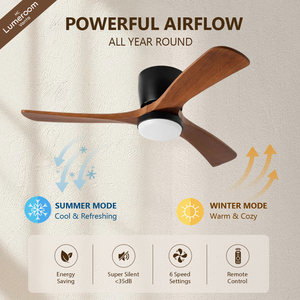42 Inch <b>Ceiling</b> Fan with <b>Light</b> and <b>Remote</b> Solid Wood Flush Mount Low Profile Quiet DC Motor for Living Room Bedroom - Product Image 2