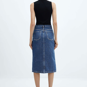 Jupes en jean skinny décontractées pour filles en gros, coton de haute qualité, 100% denim avec logo à la taille, fabriqué au Pakistan - Product Image 3