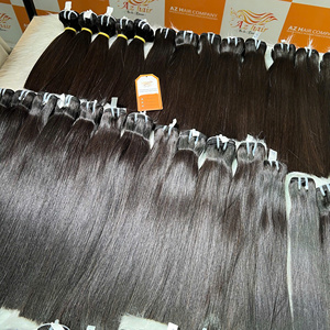 Extensiones de cabello humano virgen vietnamita, extensiones de cabello humano de trama dibujada doble súper de grado 12A, Color negro recto de hueso - Product Image 3