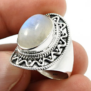Modern Design Best Quality Handmade Jewelry 925 Sterling Silver Natural Rainbow Moonstone Oval Shape Chunky <b>Ring</b> for Woman <b>Girls</b> - Product Image 3