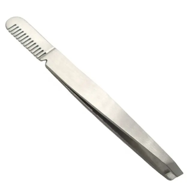 Beauty Tweezers Stainless Steel Slanted Tip Eyebrow Tweezer With Comb Solid Sharp Brow Shaping Plucking Tweezers