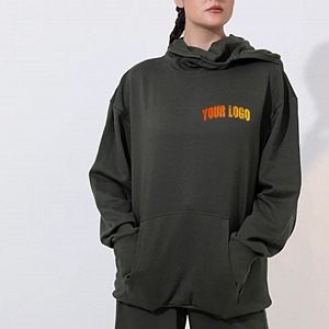 Sudadera Corta con Capucha Personalizada de Alta Calidad para Mujer, 100% Algodón, Felpa Francesa, Hombros Caídos, Lisa, Talla Grande - Product Image 4