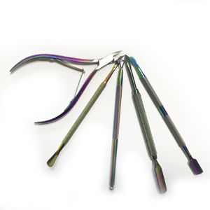 Herramientas para quitar esmalte de uñas en gel Empujador de cutículas y pinzas para cutículas de doble punta - Product Image 2