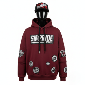 Sudadera con Capucha Reversible de Forro Polar con Parche de PVC Personalizado de Nuevo Estilo, Sudadera con Capucha Transpirable Ecológica de Invierno con Parche Bordado Básico - Product Image 1