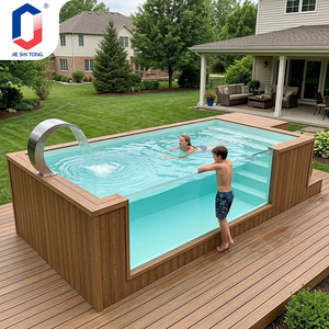 Piscina de Spa Pequeña de Fibra de Vidrio Personalizada para Uso Residencial en Exteriores con Acabado de Madera, Piscina Elevada - Product Image 1