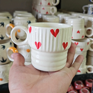 Adorable Handmade Red Heart Ceramic <b>Mug</b>| <b>Personalized</b> Pottery Gift for Heartwarming Moments - Product Image 3