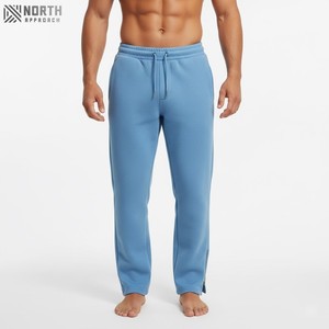 Custom <b>Flared</b> Green 350gsm Cotton Fleece Lightweight Breathable Straight <b>Legging</b> Open Jogger Loose Men Open Bottom Hem - Product Image 1