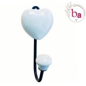 Crochets de manteau de mur de tuile de coeur en céramique blanche de la meilleure qualité fabriqués à la main - Product Image 1