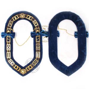 Collier de chaîne de l'Ordre de l'Étoile OES de la Franc-Maçonnerie avec toile en tissu brodée, fond violet personnalisable et bijoux maçonniques - Product Image 6