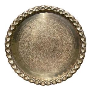 Plateau de service en laiton martelé de qualité supérieure fait main pur avec finition polie en laiton doré au meilleur taux - Product Image 5