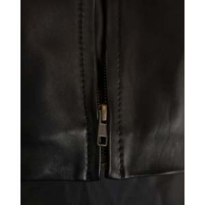 Veste en cuir noir réversible de haute qualité SF005 Taille XS Imperméable Fermeture éclair Broderie Capuche pour l'automne ODM - Product Image 6