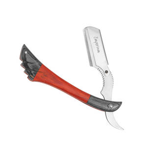 Maquinilla de afeitar profesional para Barbero, mango de madera para salón de belleza, con corte recto, venta al por mayor - Product Image 1