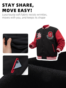 เสื้อแจ็กเก็ตเบสบอลผ้ากำมะหยี่ปักลายสำหรับผู้ชายทรงหลวมใส่สบายออกแบบได้ตามต้องการ - Product Image 4