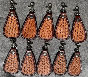 Hand Carved <b>Tooled</b> <b>Leather</b> Keychains Promotional Car Keyrings Genuine Cowhide <b>Leather</b> Accessories Cute Keychains for Unisex - Product Image 3