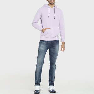 Sweat-shirt à capuche en molleton épais pour homme, couleur violet clair, séchage rapide, en coton tricoté, manches classiques, vêtement d'hiver - Product Image 5