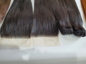 Extensiones de cabello humano Remy vietnamita trama 5x5 Cierre de encaje peluca hueso recto 30 pulgadas longitud estirada Color negro para mujeres - Product Image 3