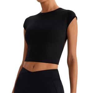 Haut court pour femme, manches courtes, haut de sport, yoga, vêtements de sport, t-shirts d'entraînement - Product Image 1