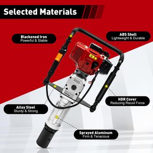 Pile driver portatif à essence 52cc 1900W avec 2 têtes de piquage pour clôtures et piquoir T-Post à essence - Product Image 1