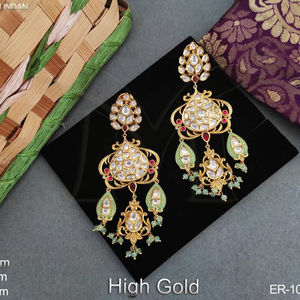 Kundan bijoux haute or poli vêtements de mariage fantaisie Kundan boucles d'oreilles pendler - Product Image 1