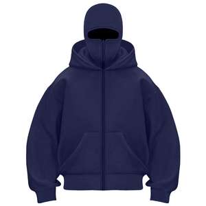 Masques faciaux surdimensionnés personnalisés, snood, sweat à capuche pour hommes, polaire épaisse en coton, pull-over ninja, streetwear d'hiver, prix de gros - Product Image 2