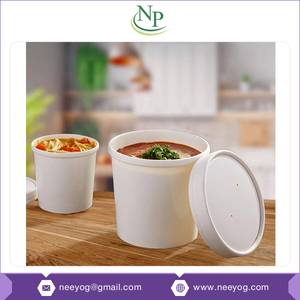 Personalización posible para envases o cajas de papel de forma redonda de color blanco ecológico de 500ml para envasado de alimentos fríos y calientes - Product Image 5