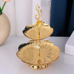 Plateau décoratif à 2 niveaux en métal fini antique pour cupcake, support pour dessert, fourniture pour fête de mariage - Product Image 2
