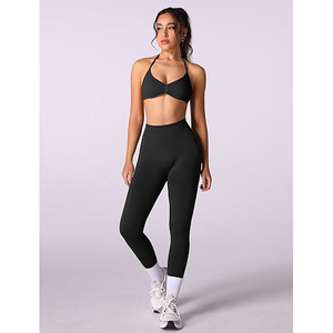 Conjuntos deportivos para mujer, ropa deportiva sin costuras, sujetador y leggings de cintura alta, elásticos, transpirables, para yoga y entrenamiento. - Product Image 3