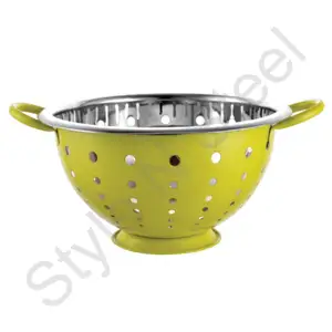 Stainless Steel Noodles Colander Yellow colander with hole design Family Commonly Used Tools Vegetable Fruit
