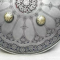 Bouclier rond en argent persan médiéval, fait main, poli, style vintage, décoration d'intérieur, 22 pouces, par Calvin Handicraft