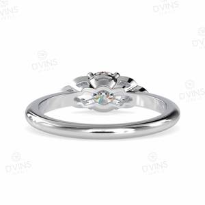 แหวนหมั้นเพชรเม็ดเดี่ยวทรงกลม7เม็ดสีขาว14K ได้รับการรับรองจาก Gia สำหรับงานแต่งงานและงานครบรอบ - Product Image 4