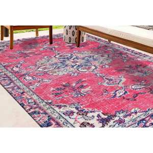 Pink Bohemian <b>Runner</b> Rug: Machine <b>Washable</b>, Pet Friendly,Nonwoven Thin Rug - Product Image 2