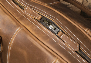 Sac de Voyage Pliable en Cuir Véritable avec Fermeture Éclair, Construction Robuste, Style Vintage, Grande Capacité pour - Product Image 3