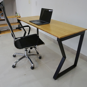 MBamboo 140x60cm <b>Desk</b> Simple Design <b>Standing</b> <b>Computer</b> <b>Desk</b> with Assembled Iron Legs for Bedroom for Home Office Use - Product Image 4