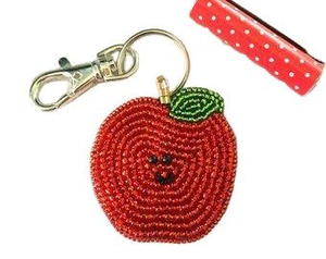 Porte-clés en tissu cousu à la main avec perles décoratives décoration suspendue avec perles perlées et broderie pour cadeau d'arbre - Product Image 6