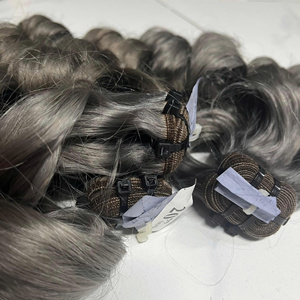 Bouncy Curly <b>Grey</b> Color SDD Vietnamese Human Hair Wholesales Price Direct Factory Price - Product Image 2